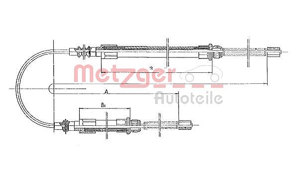 Metzger Autoteile Seilzug, Feststellbremse [Hersteller-Nr. 1171.1] für Peugeot, Citroën, Fiat