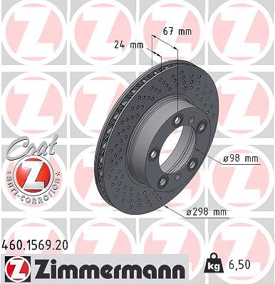 Zimmermann 1x Bremsscheibe Vorderachse Rechts [Hersteller-Nr. 460.1569.20] für Porsche
