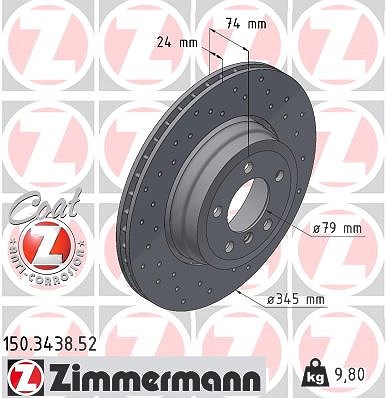 Zimmermann 1x Bremsscheibe [Hersteller-Nr. 150.3438.52] für BMW