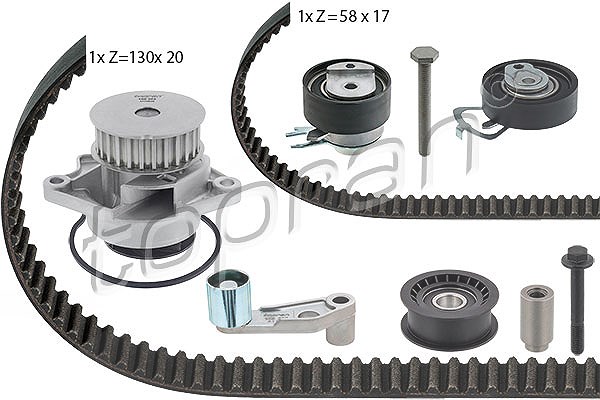 Topran Wasserpumpe + Zahnriemensatz [Hersteller-Nr. 112971] für Seat, VW