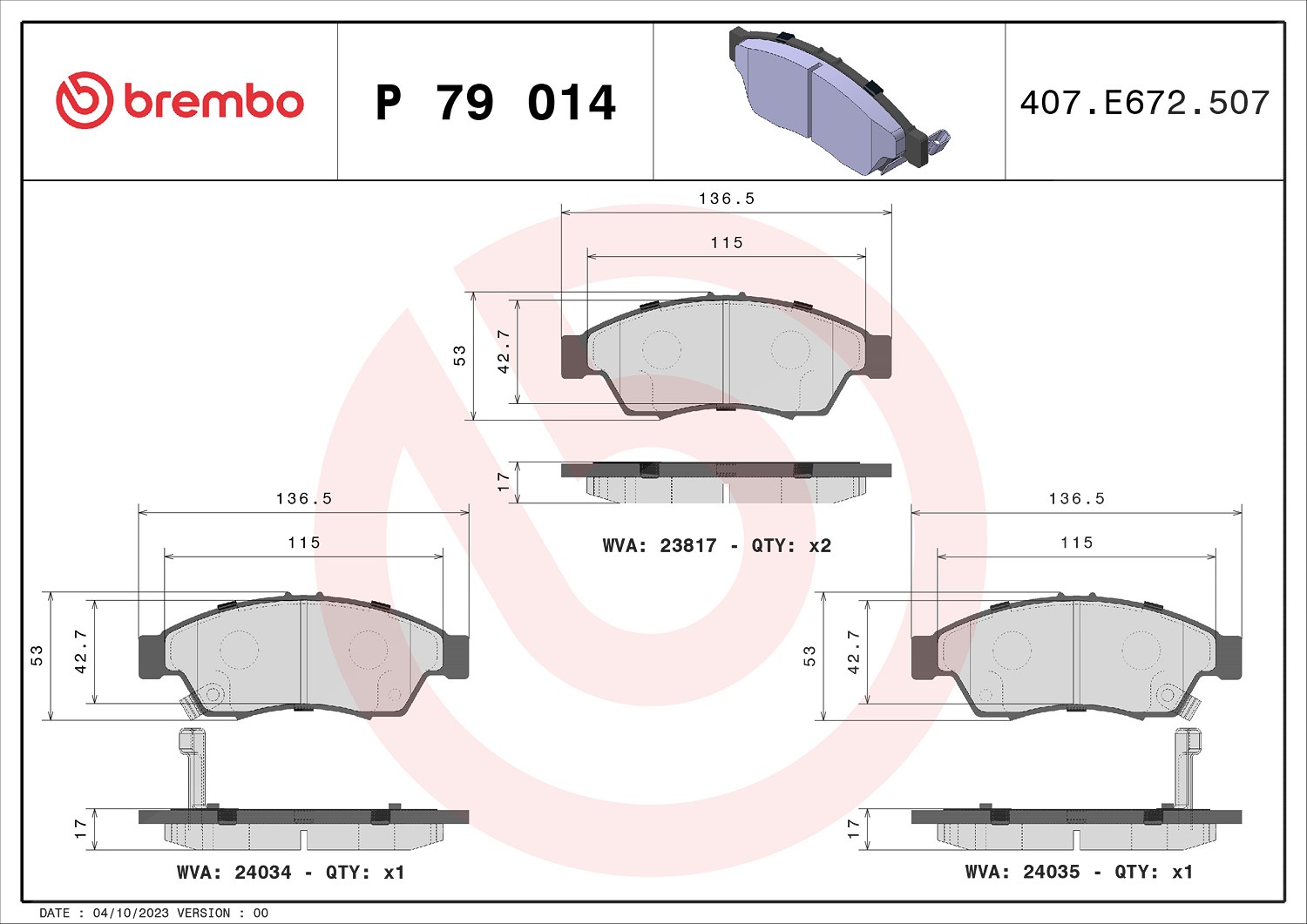 Brembo Bremsbelagsatz, Scheibenbremse [Hersteller-Nr. P79014] für Suzuki