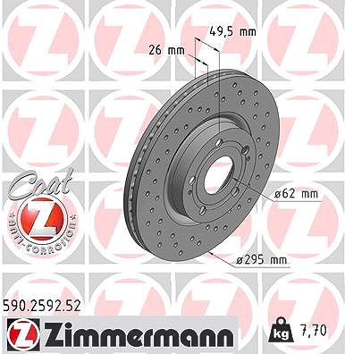 Zimmermann Bremsscheibe [Hersteller-Nr. 590.2592.52] für Toyota