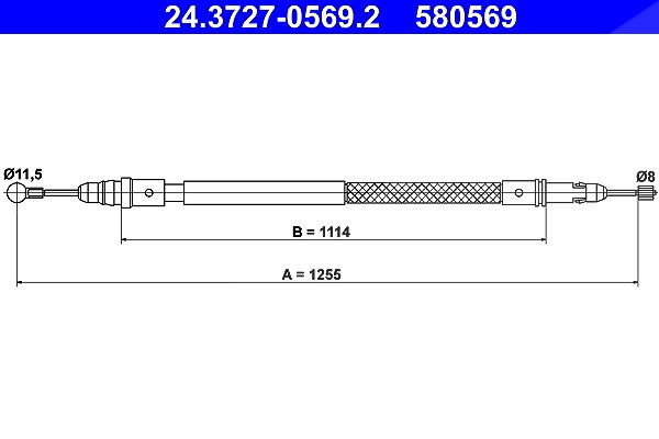 Ate Seilzug, Feststellbremse [Hersteller-Nr. 24.3727-0569.2] für Lancia, Fiat