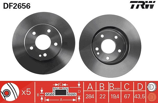 Trw Bremsscheibe [Hersteller-Nr. DF2656] für Mercedes-Benz