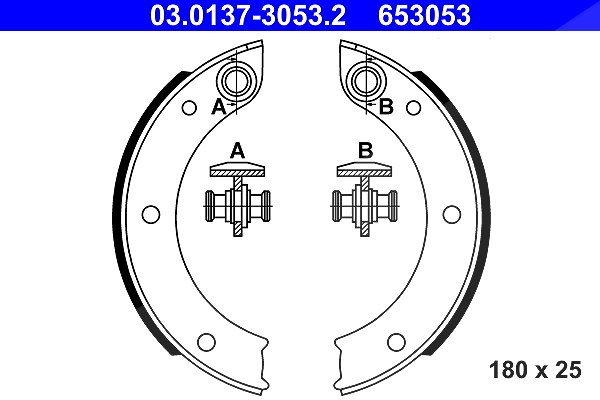 Ate Bremsbackensatz, Feststellbremse [Hersteller-Nr. 03.0137-3053.2] für Porsche