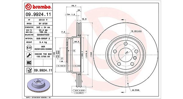 Magneti Marelli Bremsscheibe [Hersteller-Nr. 360406068800] für BMW