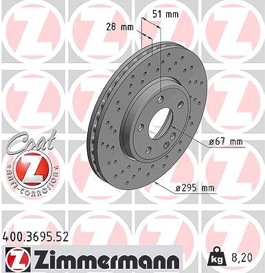 Zimmermann Bremsscheibe [Hersteller-Nr. 400.3695.52] für Mercedes-Benz