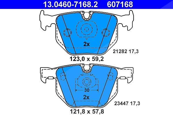 Ate Bremsbeläge hinten (Satz) [Hersteller-Nr. 13.0460-7168.2] für BMW