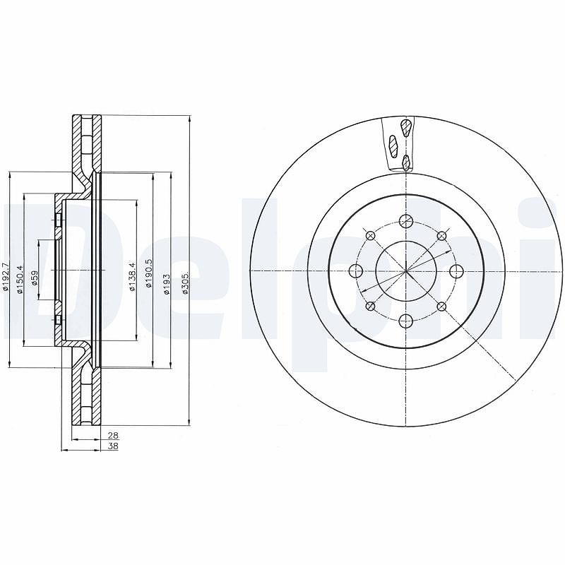 Delphi Bremsscheibe [Hersteller-Nr. BG4308] für Alfa Romeo