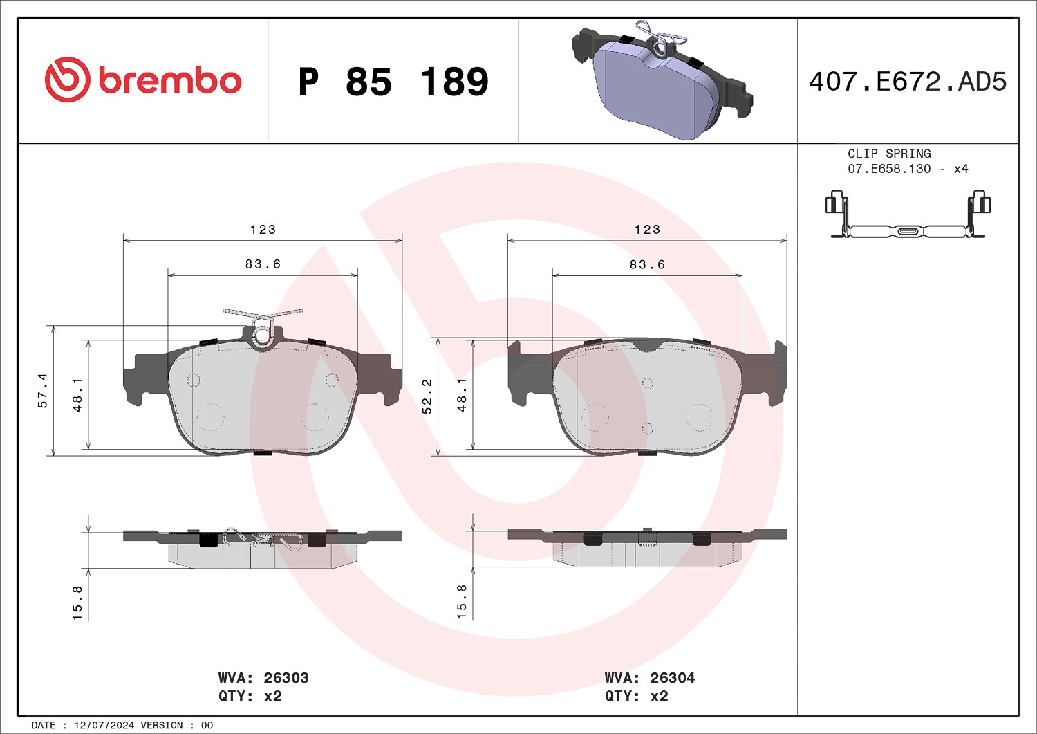 Brembo Bremsbelagsatz, Scheibenbremse P 85 189 Für Ford Vw Seat (Faw) - Bild 9