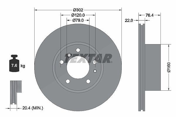 Textar Bremsscheibe belüftet vorne [Hersteller-Nr. 92042203] für BMW