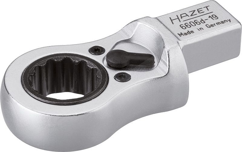 Hazet Einsteck-Ratschen-Ringschlüssel - Vierkant 14x18mm Zwölfkant 19mm [Hersteller-Nr. 6606D-19]