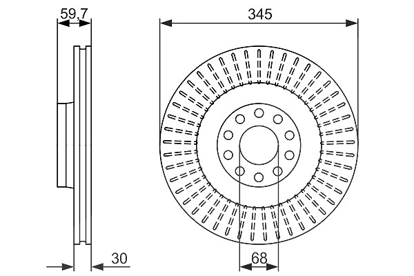 Bosch 1x Bremsscheibe [Hersteller-Nr. 0986479589] für Audi