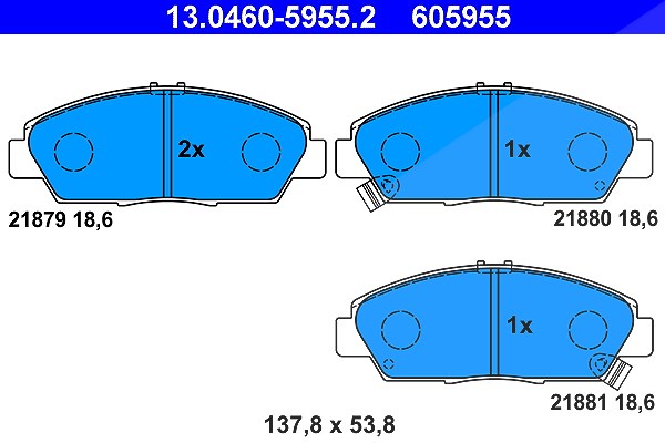 Ate Bremsbelagsatz Vorderachse [Hersteller-Nr. 13.0460-5955.2] für Honda, Rover