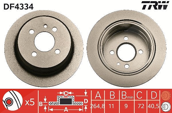 Trw Bremsscheibe [Hersteller-Nr. DF4334] für BMW