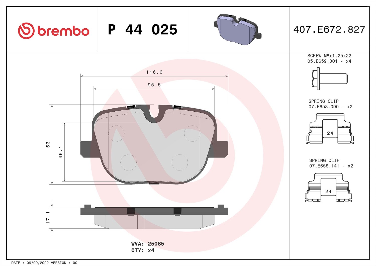 Brembo Bremsbelagsatz, Scheibenbremse [Hersteller-Nr. P44025] für Land Rover