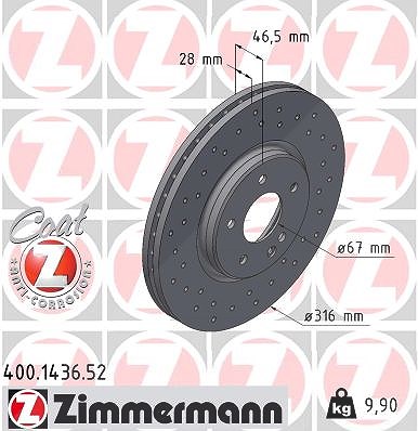 Zimmermann Bremsscheibe [Hersteller-Nr. 400.1436.52] für Mercedes-Benz