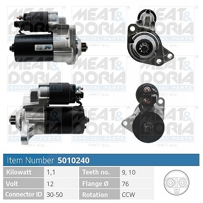 Meat & Doria Starter [Hersteller-Nr. 5010240] für Audi, VW, Seat, Skoda, Ford
