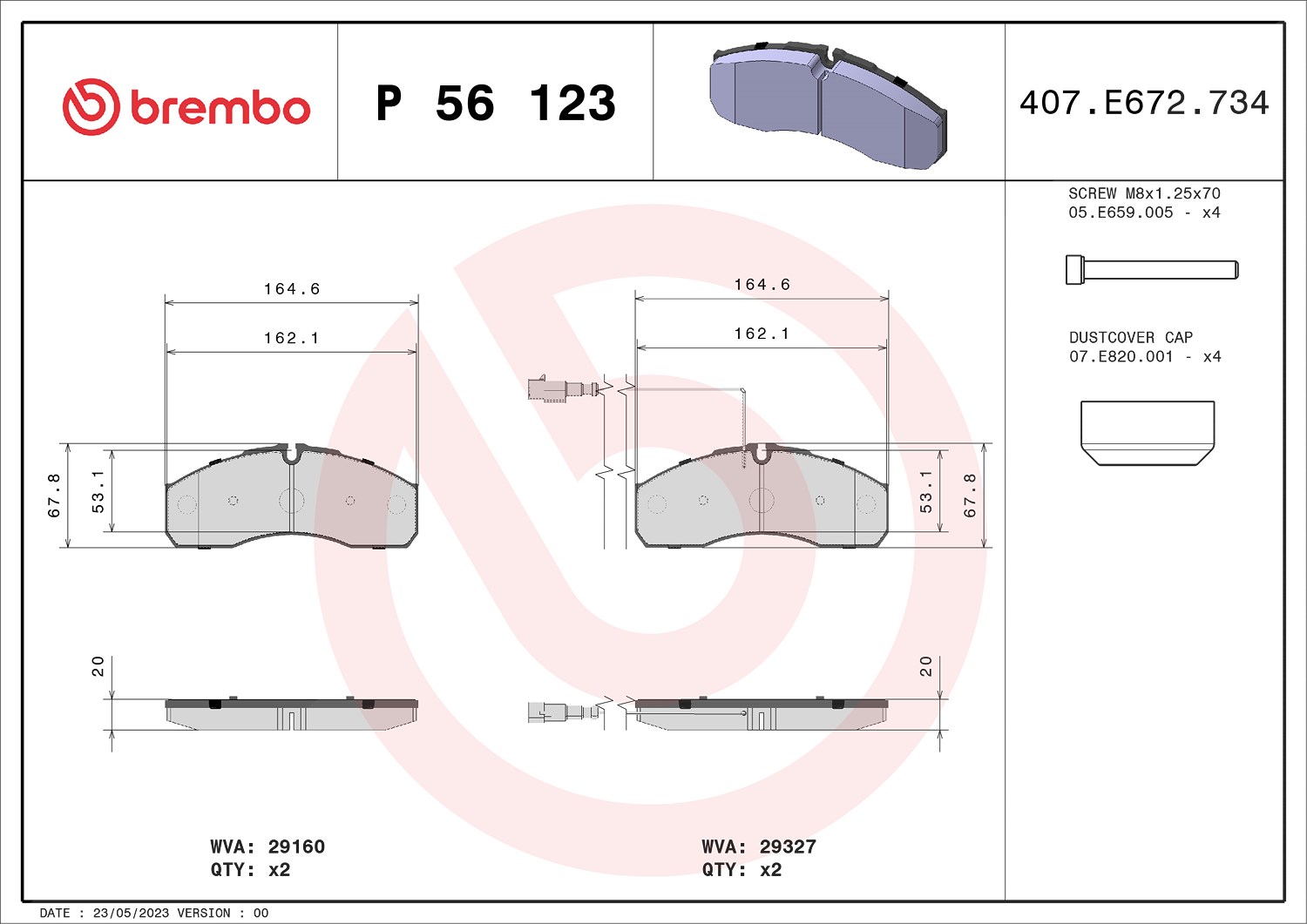 Brembo Bremsbelagsatz, Scheibenbremse [Hersteller-Nr. P56123] für Nissan