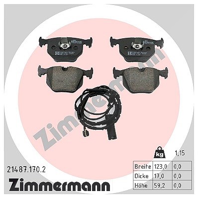 Zimmermann Bremsbelagsatz, Scheibenbremse [Hersteller-Nr. 21487.170.2] für BMW