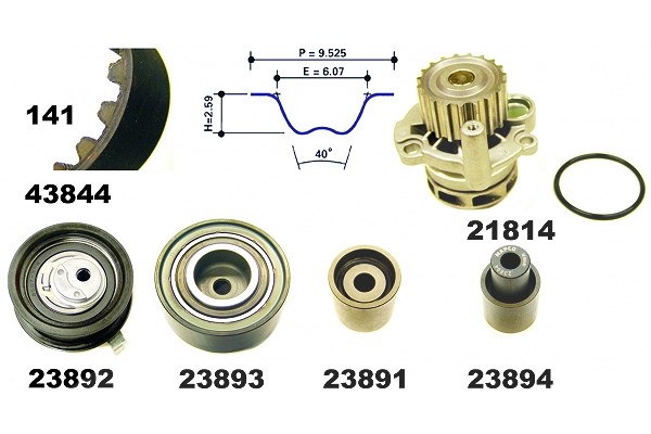 Mapco Wasserpumpe + Zahnriemensatz [Hersteller-Nr. 41844] für Seat, Audi, Skoda, VW