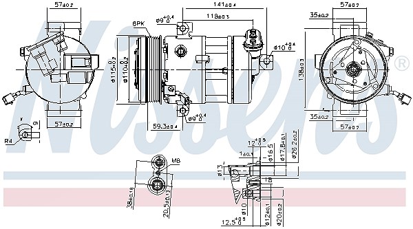 Nissens Kompressor, Klimaanlage [Hersteller-Nr. 890667] für Lancia, Fiat