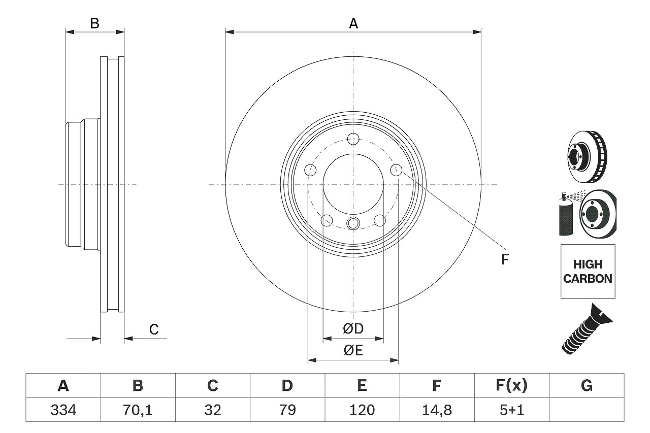 Bosch 1x Bremsscheibe Vorderachse Belüftet [Hersteller-Nr. 0986478623] für Alpina, BMW