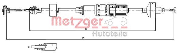 Metzger Autoteile Seilzug, Kupplungsbetätigung [Hersteller-Nr. 10.3443] für VW