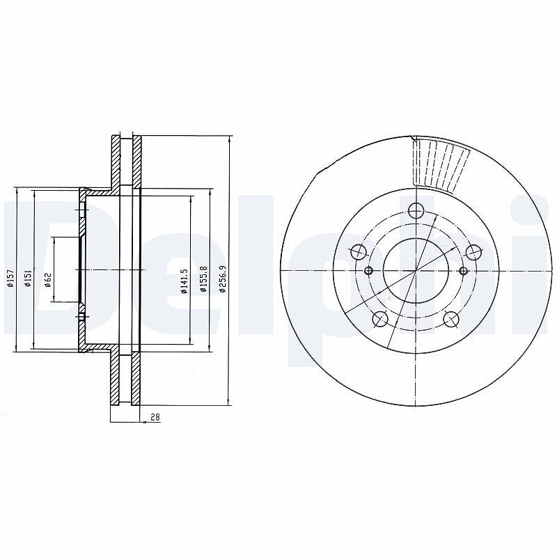 Delphi Bremsscheibe [Hersteller-Nr. BG4181] für Toyota