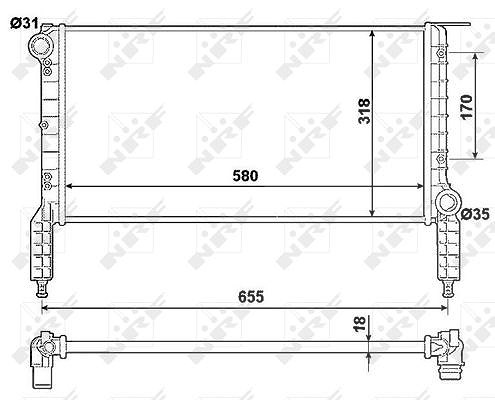 Nrf Kühler, Motorkühlung [Hersteller-Nr. 53788] für Fiat