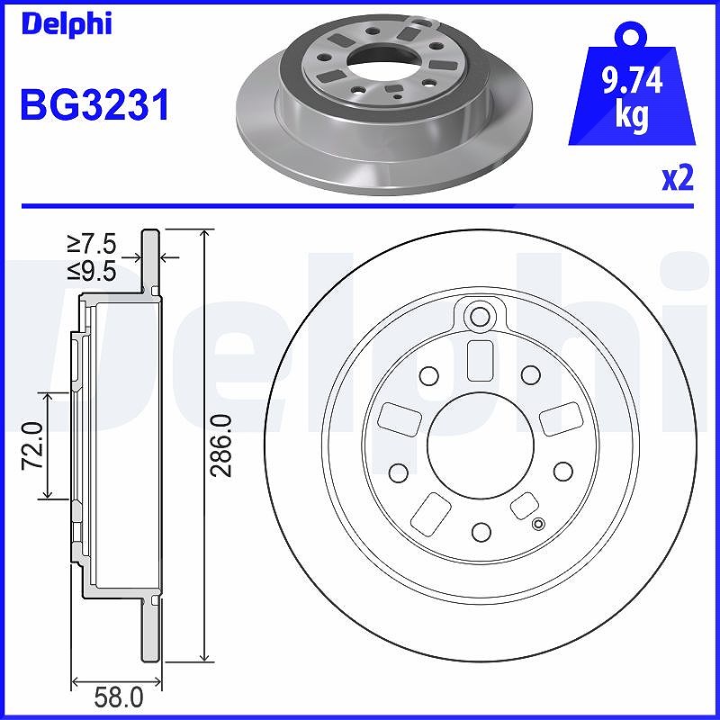 Delphi Bremsscheibe [Hersteller-Nr. BG3231] für Mazda