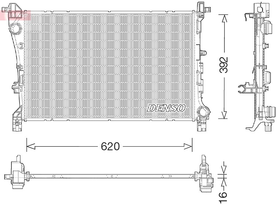 Denso Kühler, Motorkühlung [Hersteller-Nr. DRM09046] für Fiat