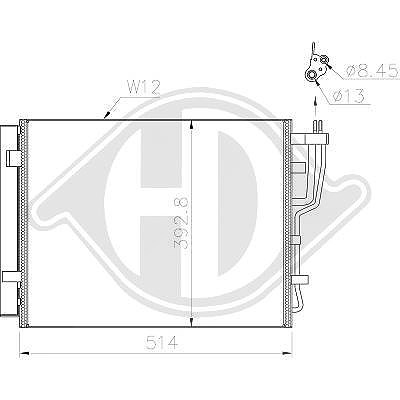 Diederichs Kondensator, Klimaanlage [Hersteller-Nr. DCC1902] für Kia, Hyundai