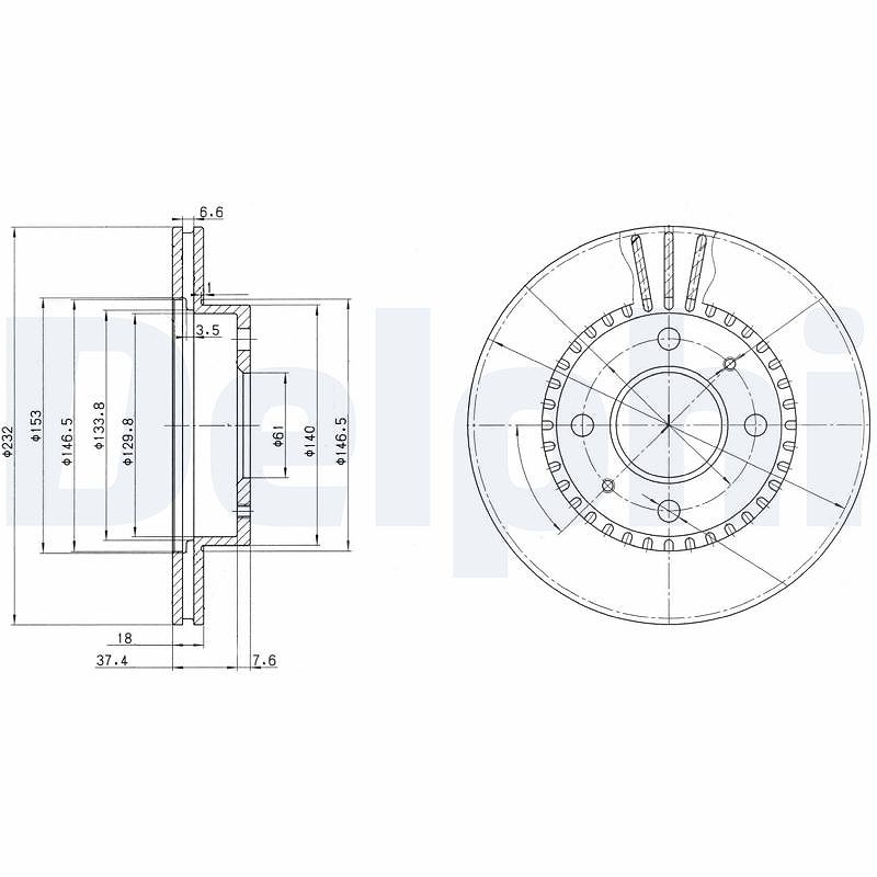 Delphi Bremsscheibe [Hersteller-Nr. BG3206] für Nissan