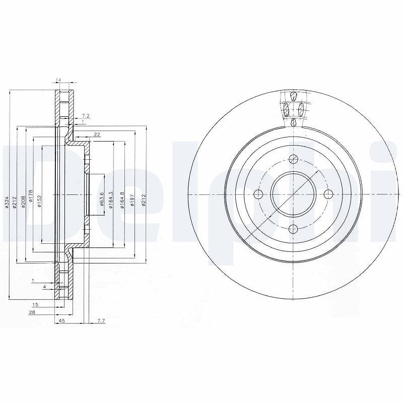 Delphi Bremsscheibe [Hersteller-Nr. BG3852] für Ford