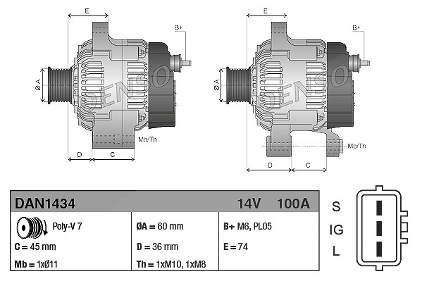 Denso Generator [Hersteller-Nr. DAN1434] für Toyota