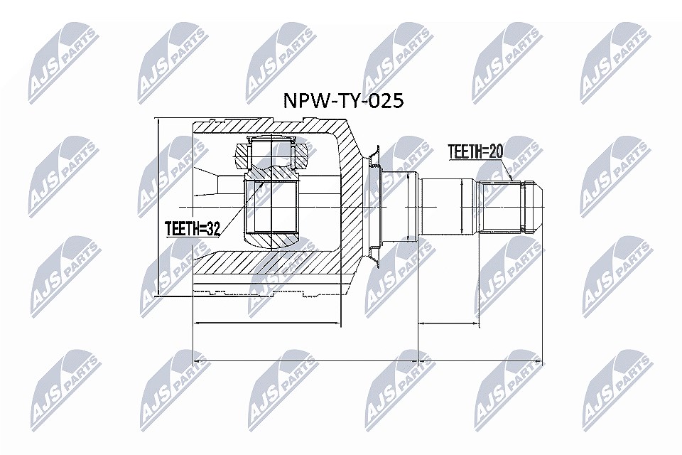Nty Gelenksatz, Antriebswelle [Hersteller-Nr. NPW-TY-025] für Toyota
