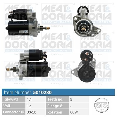 Meat & Doria Starter [Hersteller-Nr. 5010280] für Seat, VW, Skoda, Audi