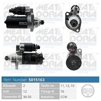 Meat & Doria Starter [Hersteller-Nr. 5015163] für Seat, VW, Skoda, Audi