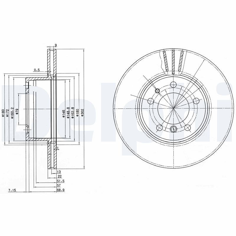 Delphi Bremsscheibe [Hersteller-Nr. BG2433] für BMW