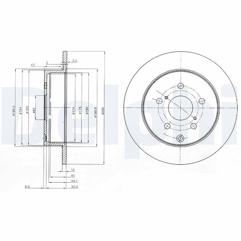 Delphi Bremsscheibe [Hersteller-Nr. BG4051] für Toyota