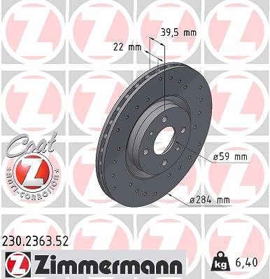 Zimmermann Bremsscheibe [Hersteller-Nr. 230.2363.52] für Alfa Romeo, Fiat, Lancia