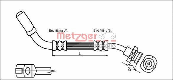 Metzger Autoteile Bremsschlauch [Hersteller-Nr. 4114724] für Nissan