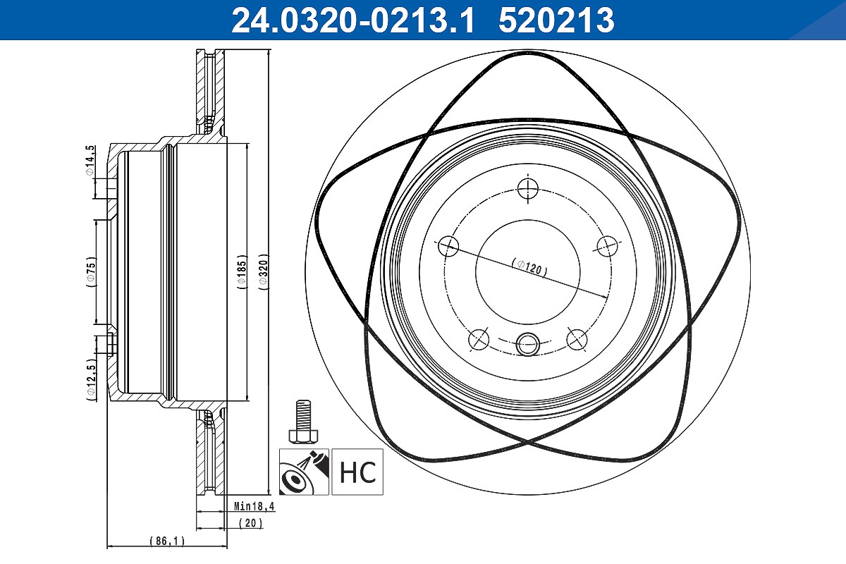 Ate Bremsscheibe [Hersteller-Nr. 24.0320-0213.1] für BMW