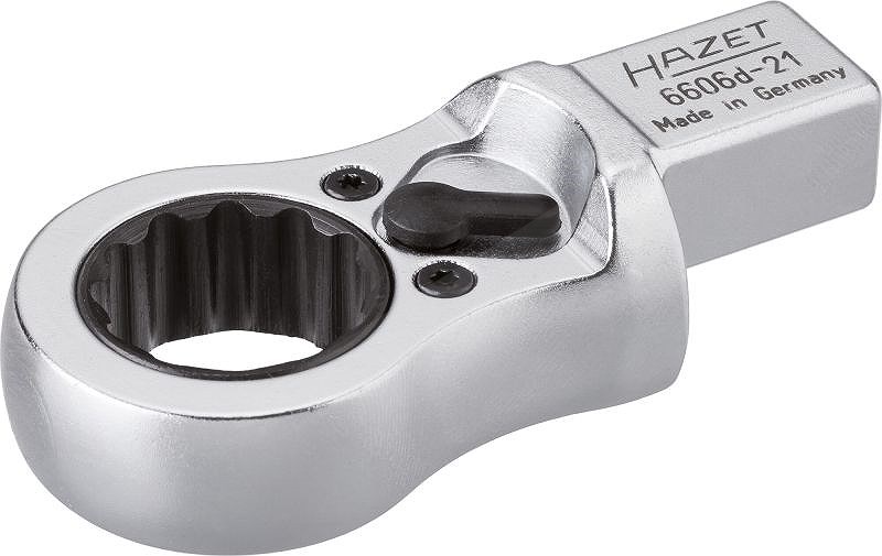 Hazet Einsteck-Ratschen-Ringschlüssel - Vierkant 14x18mm Zwölfkant 21mm [Hersteller-Nr. 6606D-21]