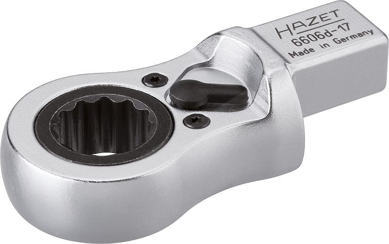 Hazet Einsteck-Ratschen-Ringschlüssel - Vierkant 14x18mm Zwölfkant 17mm [Hersteller-Nr. 6606D-17]
