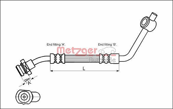 Metzger Autoteile Bremsschlauch [Hersteller-Nr. 4112529] für Ford, Nissan