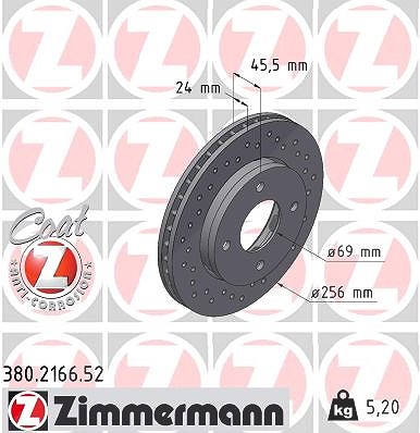 Zimmermann Bremsscheibe [Hersteller-Nr. 380.2166.52] für Smart, Mitsubishi