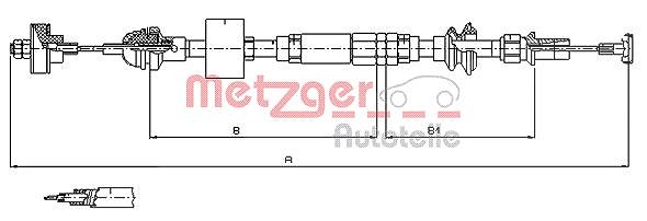 Metzger Autoteile Seilzug, Kupplungsbetätigung [Hersteller-Nr. 10.3159] für Seat, VW