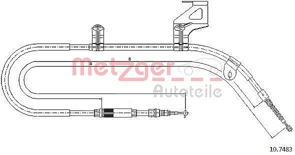 Metzger Autoteile Seilzug, Feststellbremse [Hersteller-Nr. 10.7483] für VW